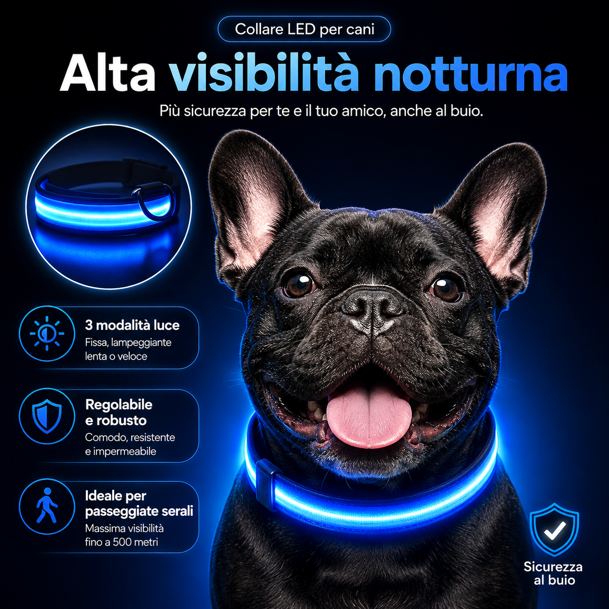collare led cane