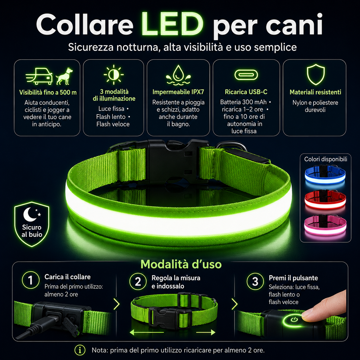 collare led cane