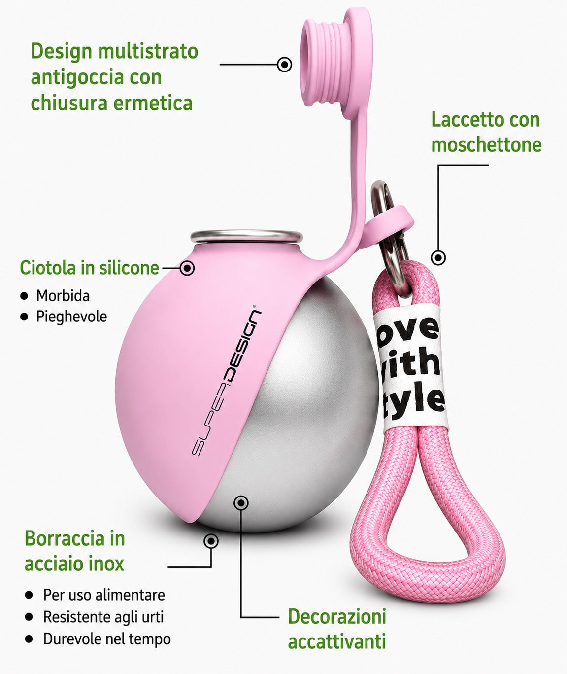 borraccia cani portatile 2 in 1